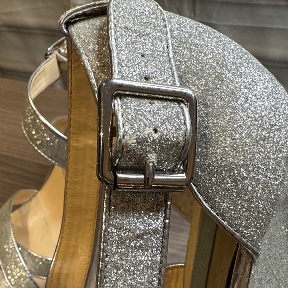 Betsey Johnson Silver Glitter Strappy Heels - Picture 7 of 8